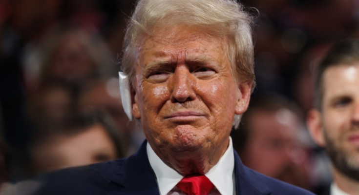 Donald Trump speaking with visible emotion