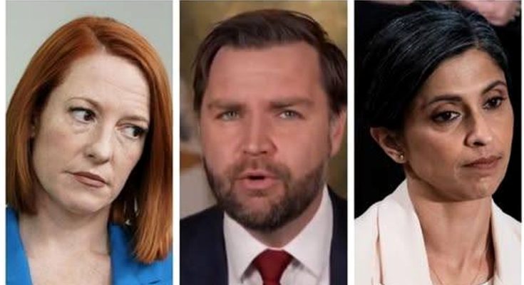 Three headshots arranged horizontally showing a woman with red hair in a blue blazer, a