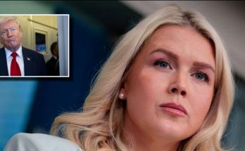 A blonde woman with pearl earrings in the foreground, with an inset image of Donald