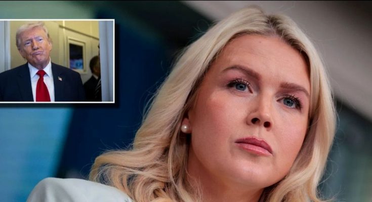 A blonde woman with pearl earrings in the foreground, with an inset image of Donald