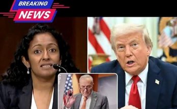 A news graphic with 'BREAKING NEWS' banner showing three people: a woman with curly dark