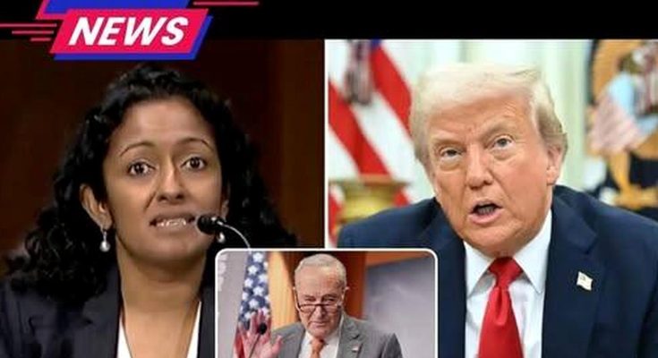 A news graphic with 'BREAKING NEWS' banner showing three people: a woman with curly dark