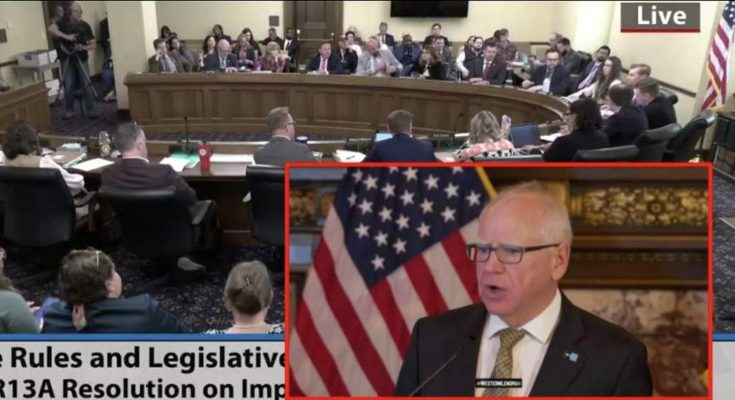 A split-screen image showing a legislative hearing room with people seated at curved