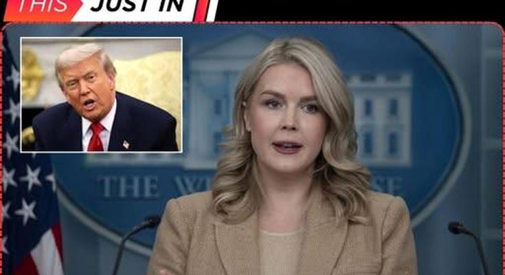 A woman with blonde hair wearing a tan blazer speaks at a White House podium with