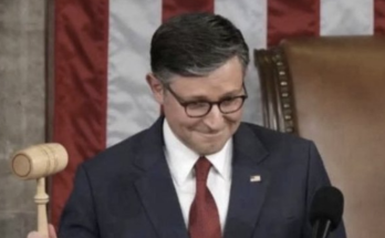 Speaker of the House gavel with Mike Johnson