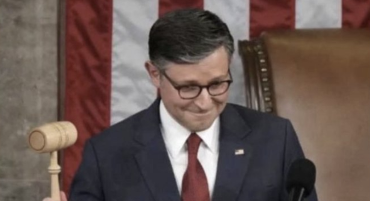 Speaker of the House gavel with Mike Johnson