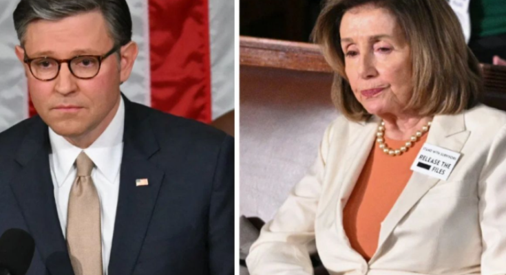 Pelosi meltdown headline graphic with portraits.