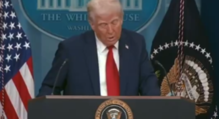 Trump at White House Podium — Explosive Announcement