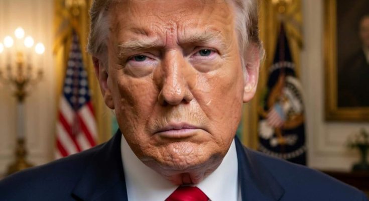 serious expression man in suit with flags in background