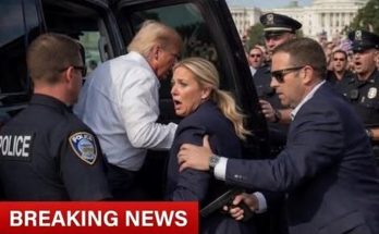 police escort an individual into a vehicle amidst a crowd