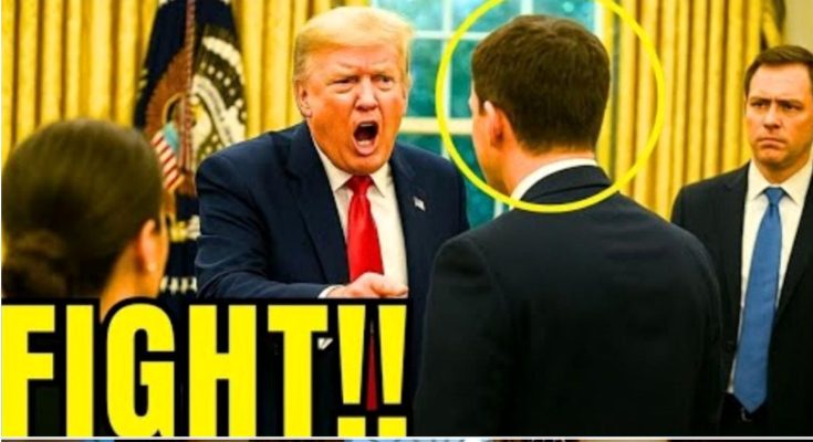 donald Trump shouting at CNN's Jim Acosta in Oval Office above, Trump in cabinet meeting