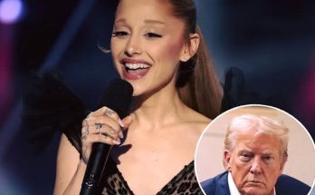 singer on stage with microphone and serious man inset