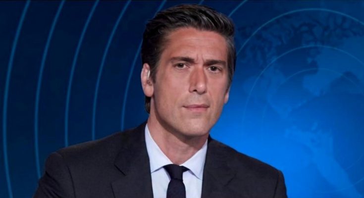 news anchor in studio with world map background