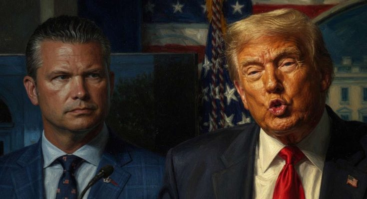 trump delivers Iran update with serious expression, American flag backdrop