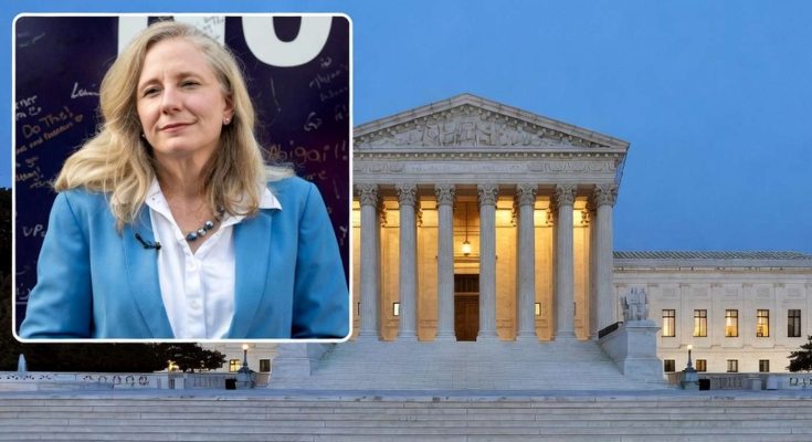 representative Abigail Spanberger portrait beside the United States Supreme Court
