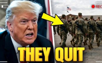former president with soldiers leaving military base, headline 'They Quit'
