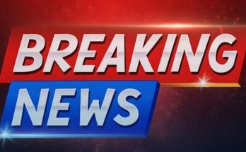 breaking news headline with red and blue background, urgent update
