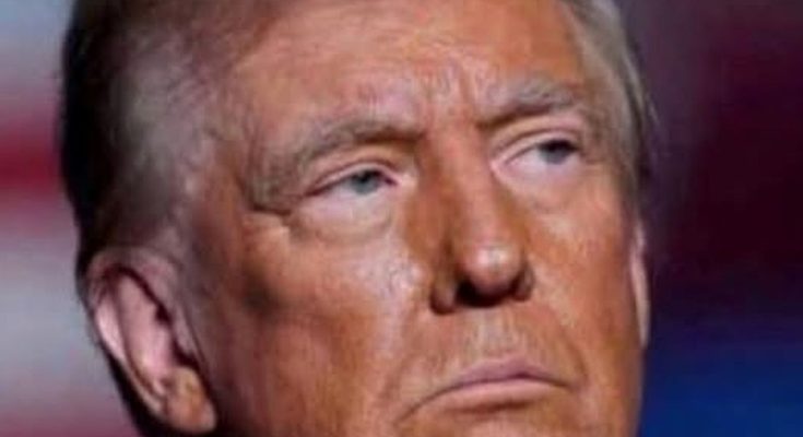 donald Trump with serious expression and Breaking News text overlay on patriotic