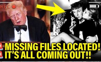 donald Trump at podium with REC indicator beside black and white photo of man on phone