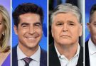 breaking news graphic showing four Fox News personalities with headline about anchor