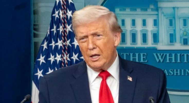 donald Trump speaks at White House podium beneath bold headline reading CAR CRASH Stuns