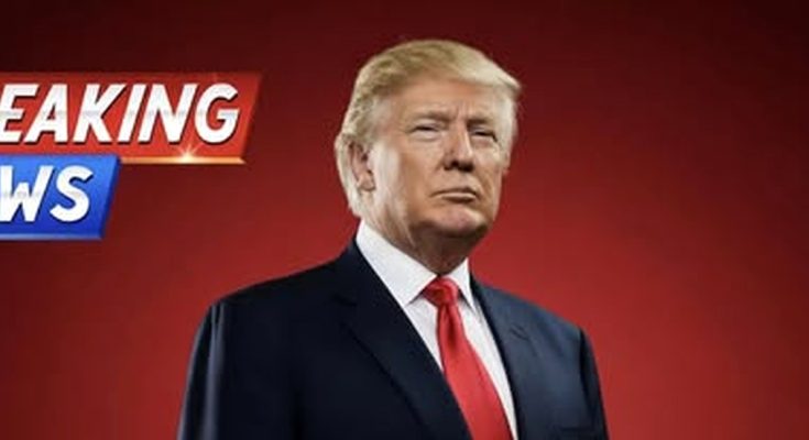 prominent figure against red backdrop with Breaking News banner