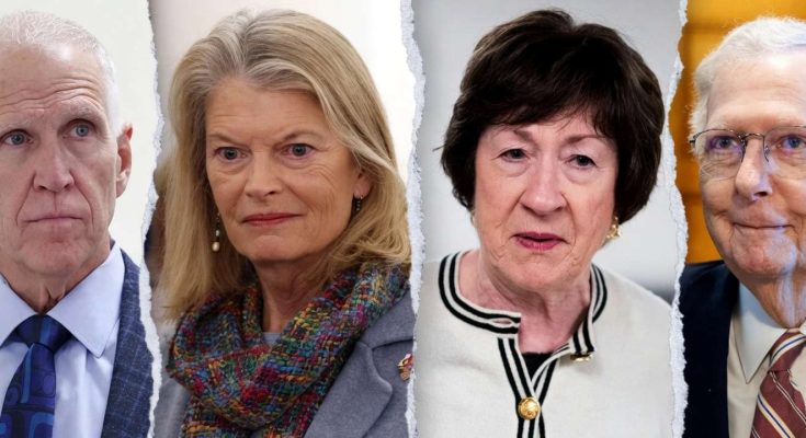 four politicians in a split-image, showing serious expressions