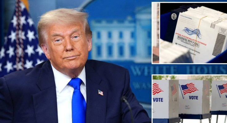 donald Trump at White House press briefing on mail-in voting issues