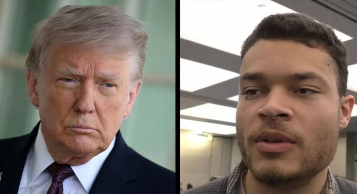 two men in formal attire facing each other, serious expressions