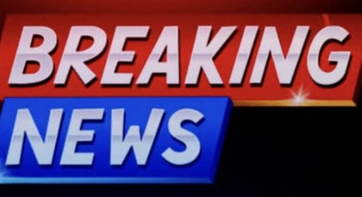 breaking news alert in bold red and blue design