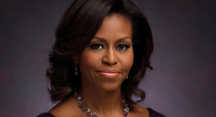 elegant woman in purple dress with jewelry, smiling confidently
