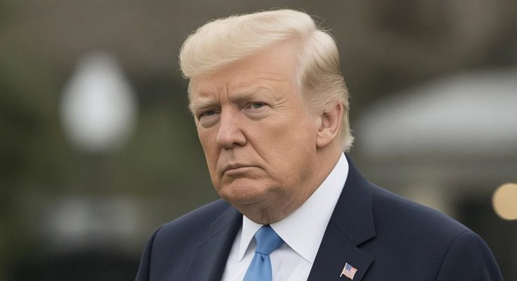 donald Trump walking in formal suit outside White House lawn