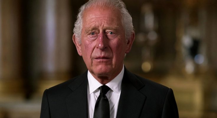 elderly man in black suit in elegant room, solemn expression, royalty theme