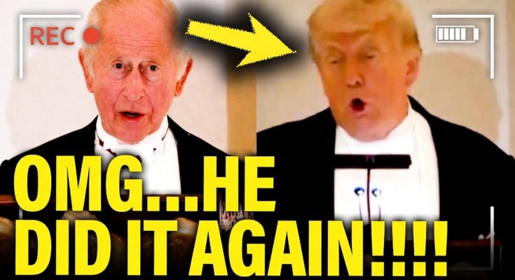 two men in formal attire with shocking headline text