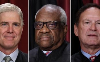 supreme Court justices in formal attire, major decision announcement