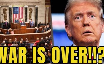 politicians in assembly with bold headline 'War is Over!!?'