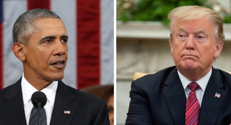 two former US presidents in contrasting settings during speeches
