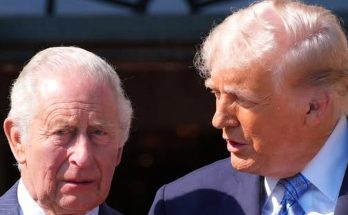 donald Trump and King Charles in conversation outdoors