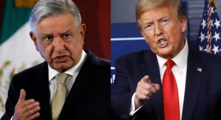 mexican and US leaders speaking at podiums, journalist reporting