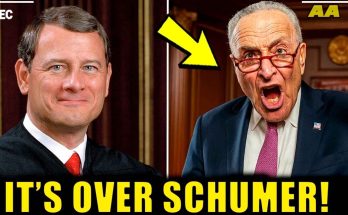 political figures in a heated debate setting, headline states 'It's Over Schumer'