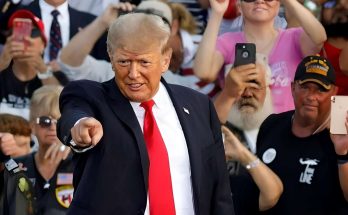 donald Trump addressing a cheering crowd with enthusiasm