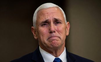 mike Pence appears emotional during a press conference event