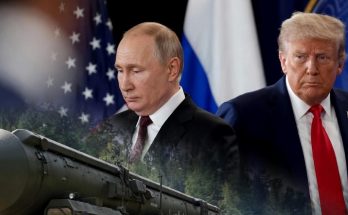 world leaders in tense military standoff with missile foreground