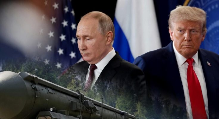 world leaders in tense military standoff with missile foreground