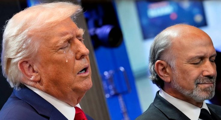 trump faces emotional moments with serious expressions and bold headline