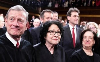 supreme Court justices announce unanimous 9-0 decision in courtroom