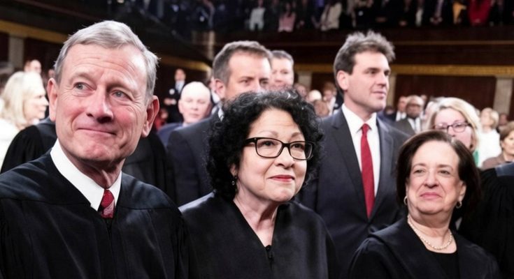 supreme Court justices announce unanimous 9-0 decision in courtroom