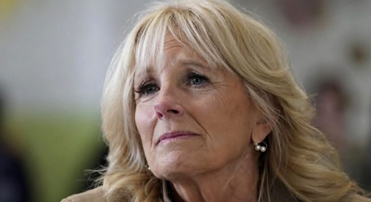 jill Biden appearing concerned in an official setting, focus on news