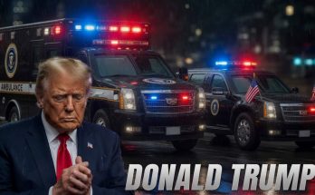 donald Trump in front of ambulances, urgent news headline