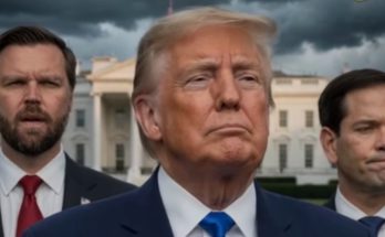 political leaders stand solemnly in front of the White House